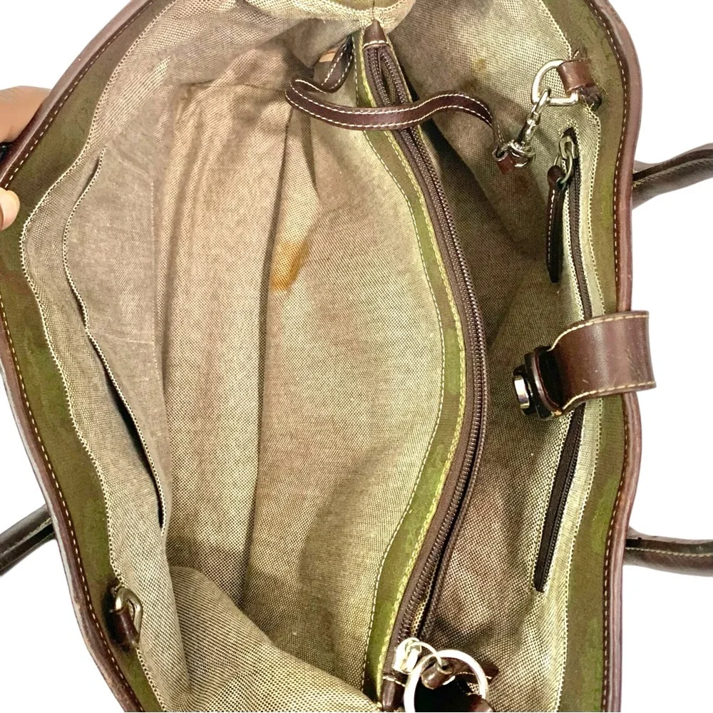 DOONEY & BURKE Monogram Canvas Leather Trimmed Satchel